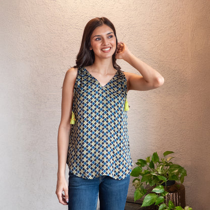 Modal Printed Tie-up Top