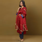 Embroidered mashru silk kurta set with dupatta