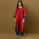 Embroidered mashru silk kurta set