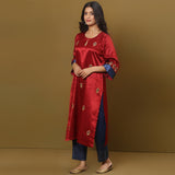 Embroidered mashru silk kurta set with dupatta