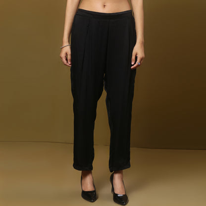 Black cotton modal pants