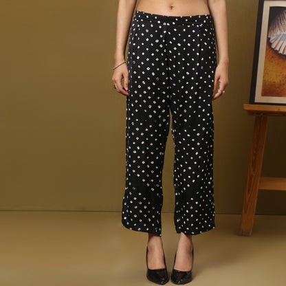 Black Bandhani straight fit pants