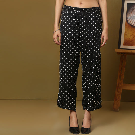 Black Bandhani straight fit pants