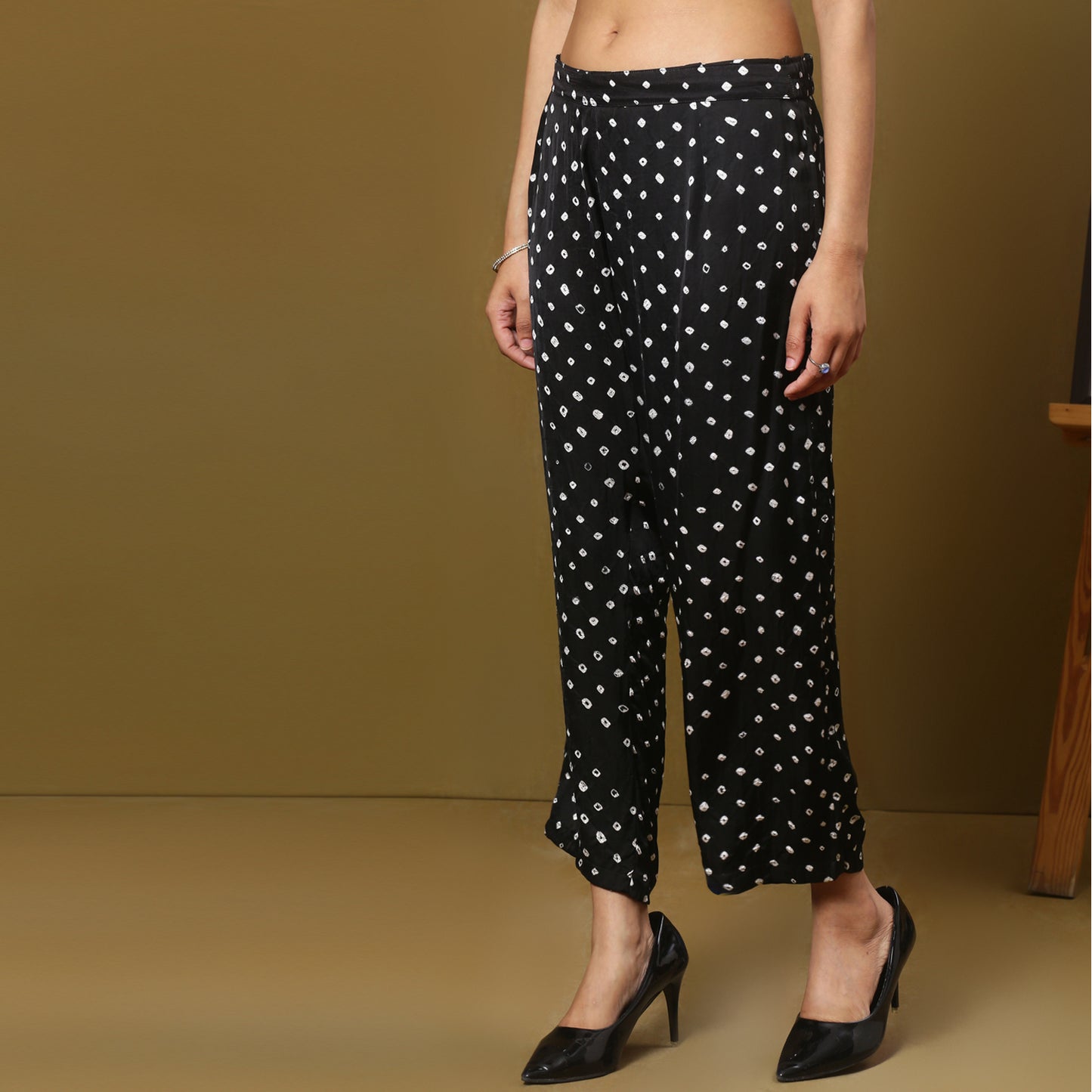 Black Bandhani straight fit pants