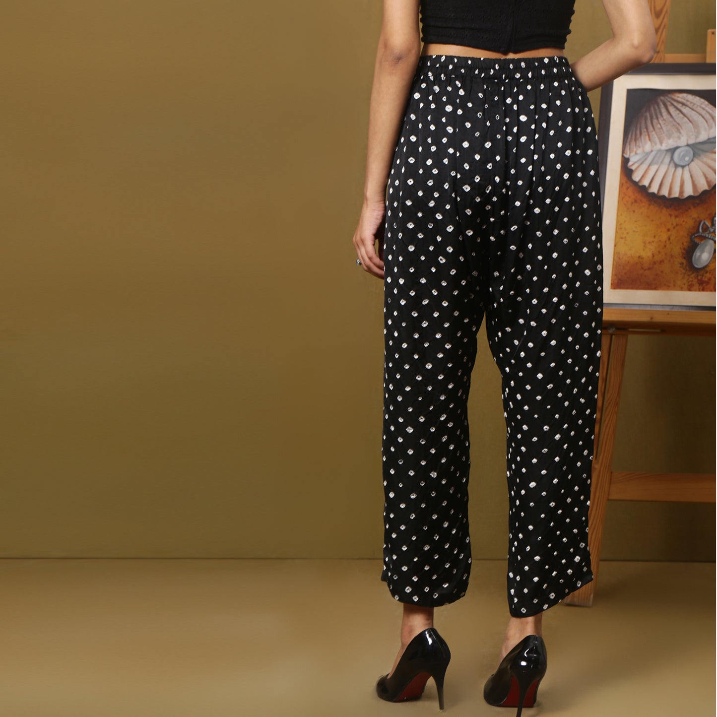Black Bandhani straight fit pants