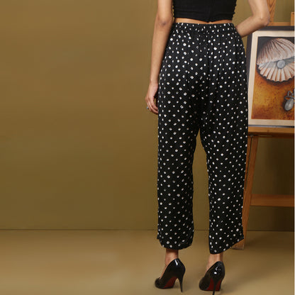 Black Bandhani straight fit pants