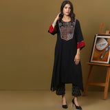 Black Cotton modal kurta set