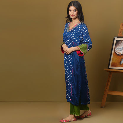 Bandhani A-line kurta set with dupatta