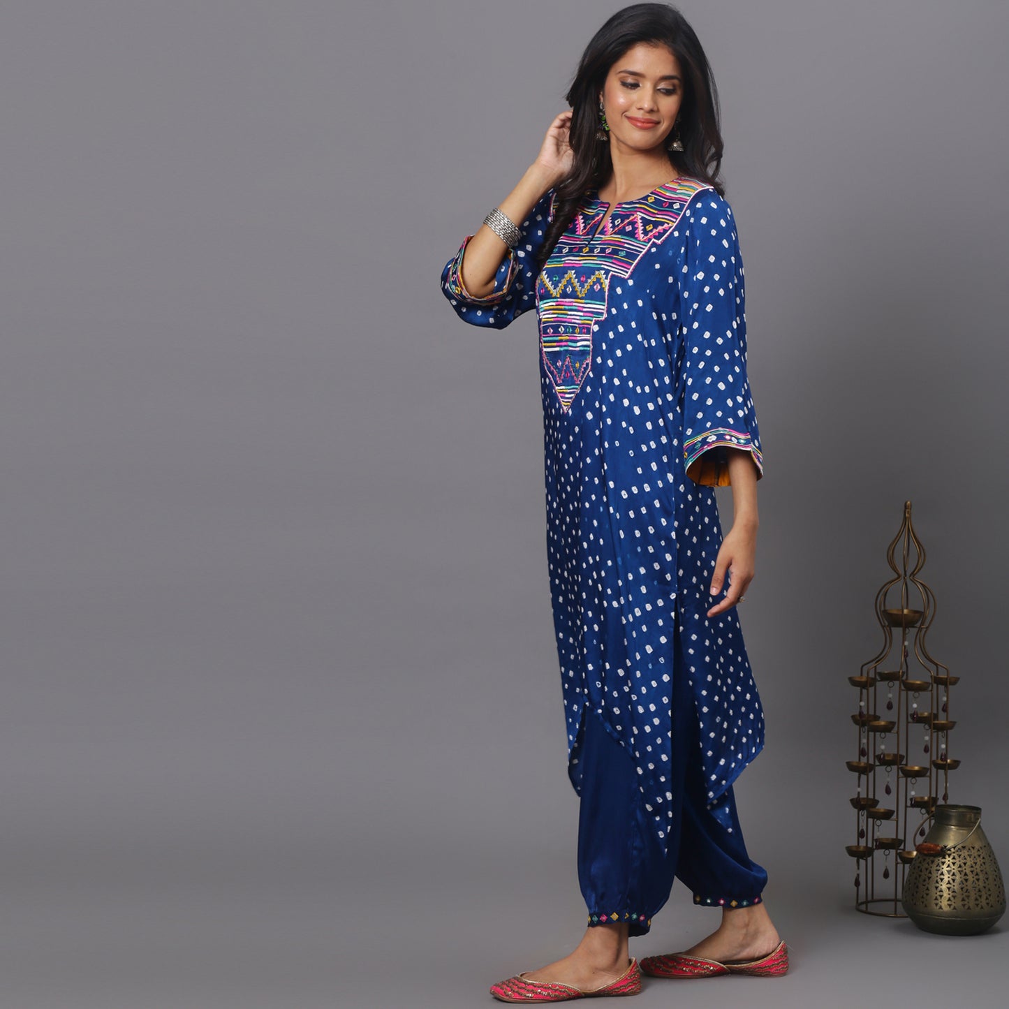 Blue embroidered co-ord set