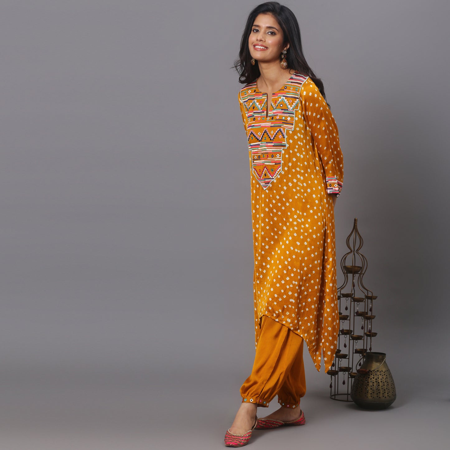 Mustard embroidered co-ord set