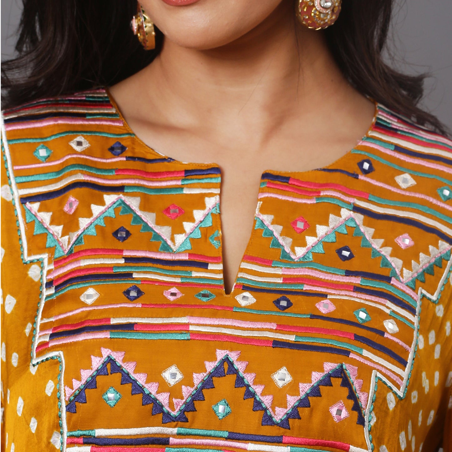 Mustard embroidered co-ord set