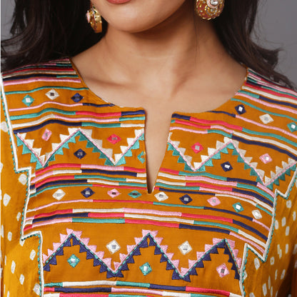 Mustard embroidered co-ord set
