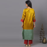 Color block mashru silk kurta set