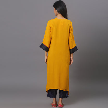 Mustard cotton modal kurta
