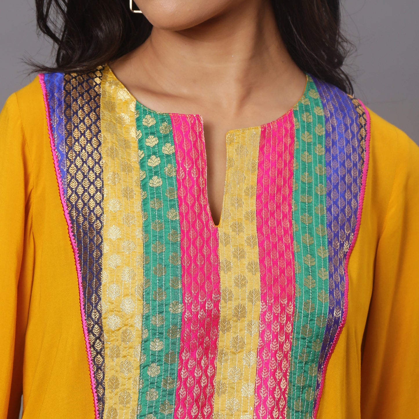 Mustard cotton modal kurta