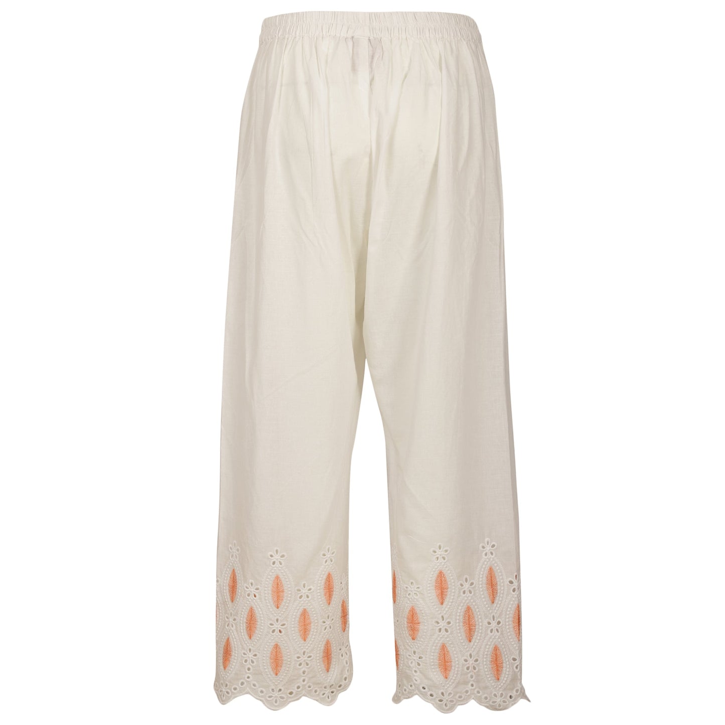 Cotton ankle pants in lace and cutwork fabric