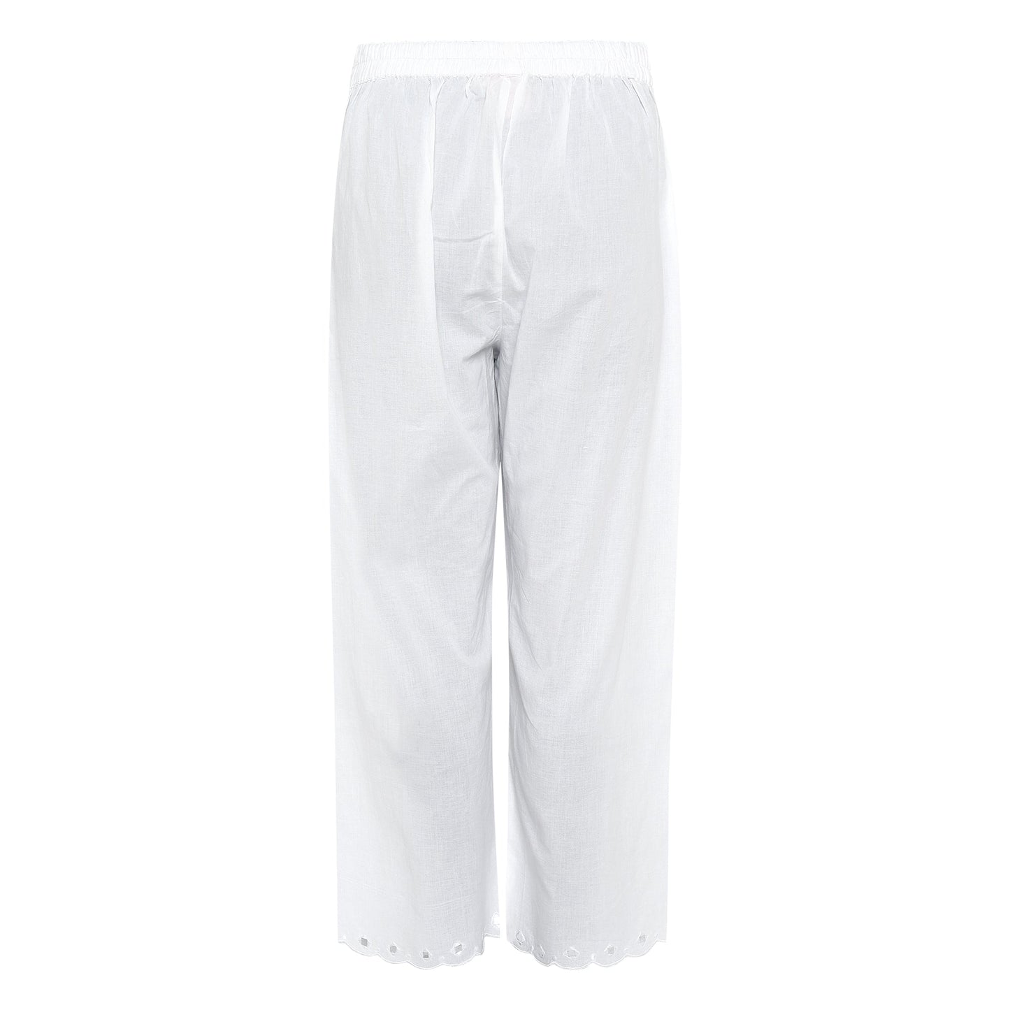cotton ankle pants with scallop embroidery and mirrorwork detailing