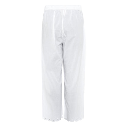 cotton ankle pants with scallop embroidery and mirrorwork detailing