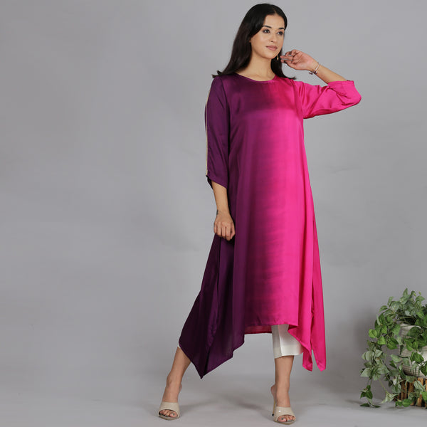 Pink Ombre Modal Asymmetric Kurta