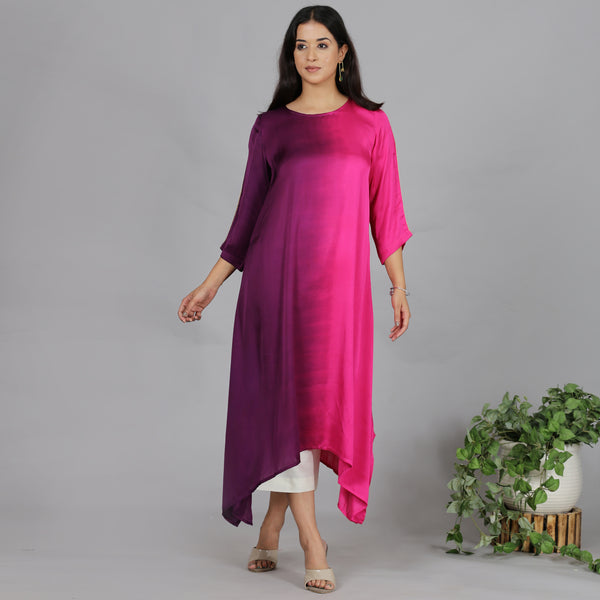 Pink Ombre Modal Asymmetric Kurta