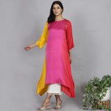 Red Ombre Modal Asymmetric Kurta