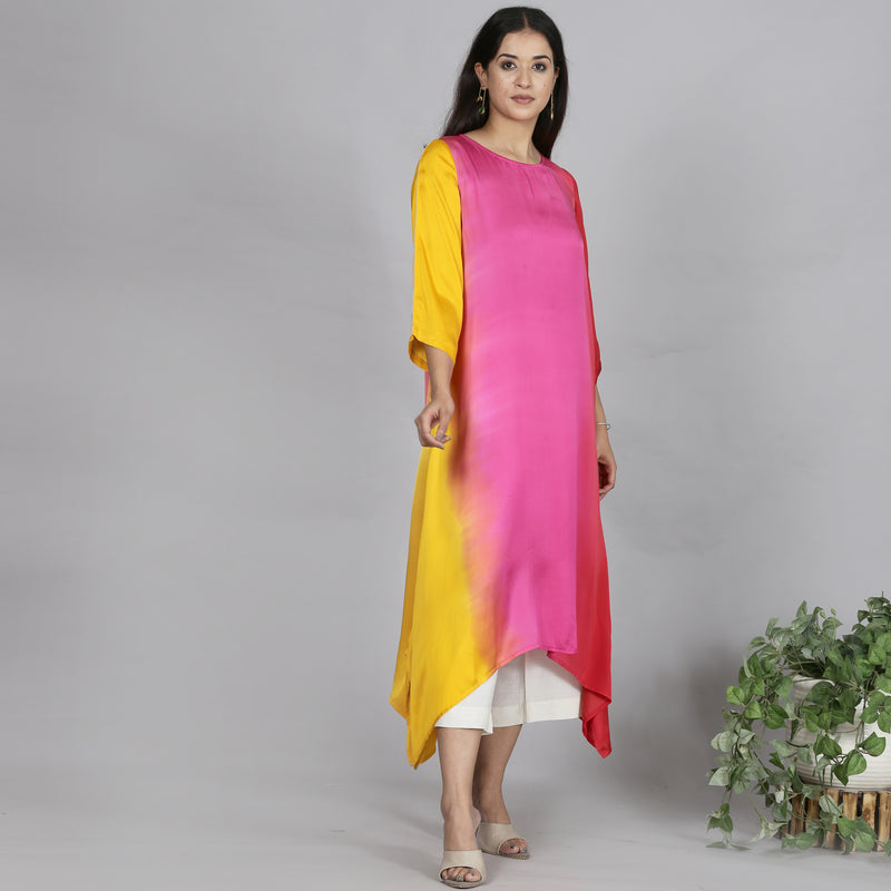 Red Ombre Modal Asymmetric Kurta