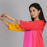 Red Ombre Modal Asymmetric Kurta