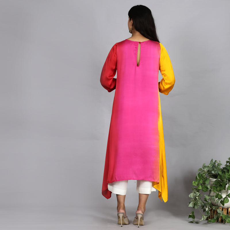 Red Ombre Modal Asymmetric Kurta