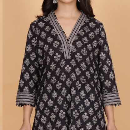 Black printed kurta