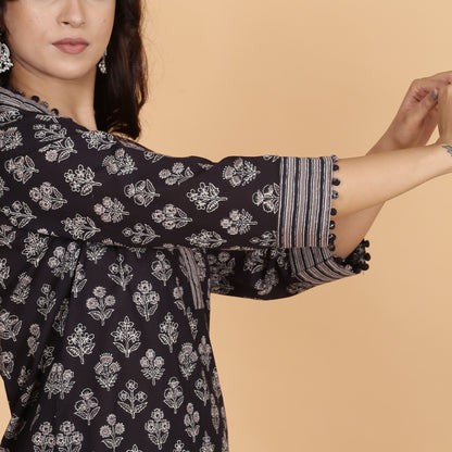 Black printed kurta