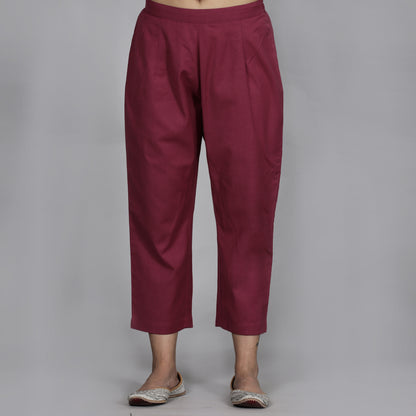Wine colored cotton flax co-ord set