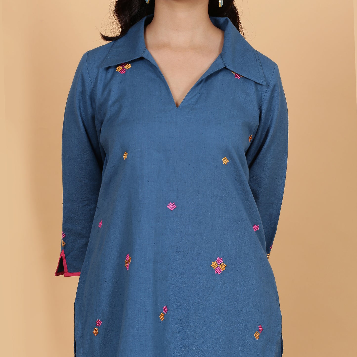Blue colored cotton flax co-ord set