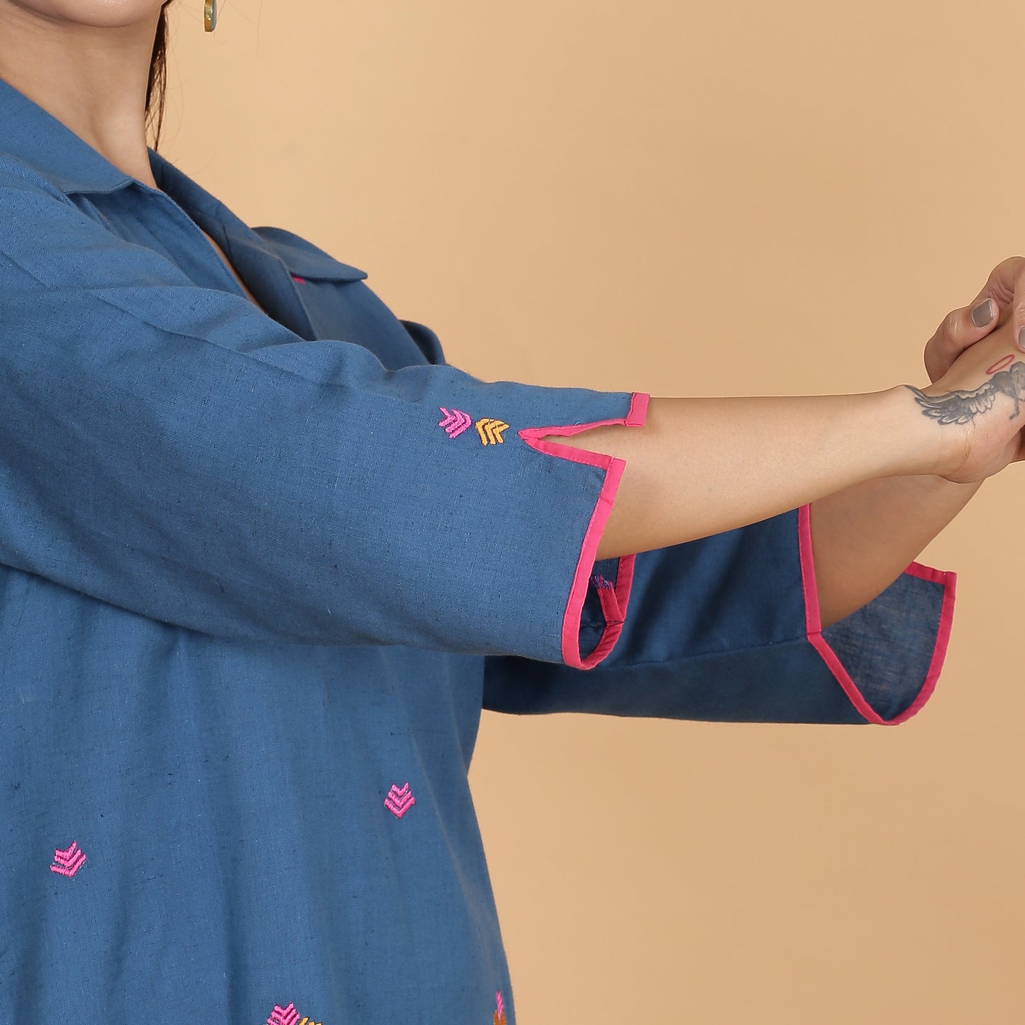 Blue colored cotton flax co-ord set
