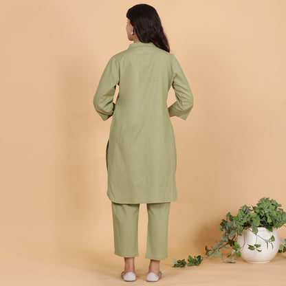Olive green cotton flax co-ord set