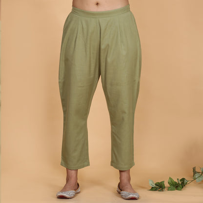 Olive green cotton flax co-ord set