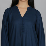 Blue Solid Viscose kurta set