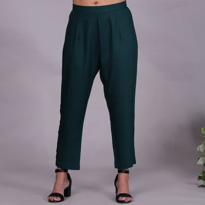 Green Embroidered Viscose cotton co-ord set