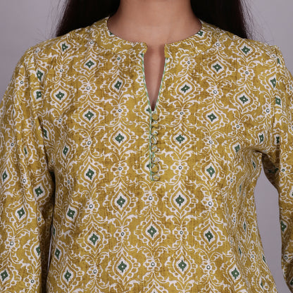 Lime ikat co-ord set with zig-zag pants