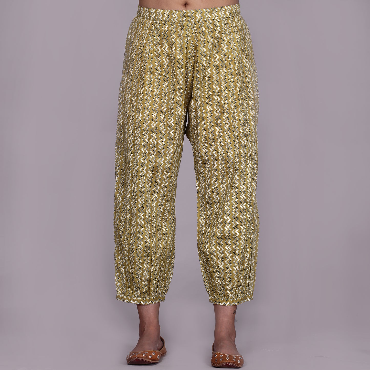 Lime ikat co-ord set with zig-zag pants