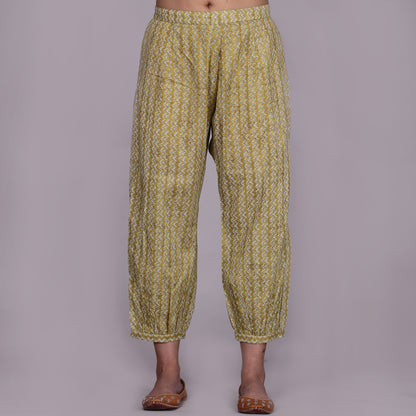 Lime ikat co-ord set with zig-zag pants