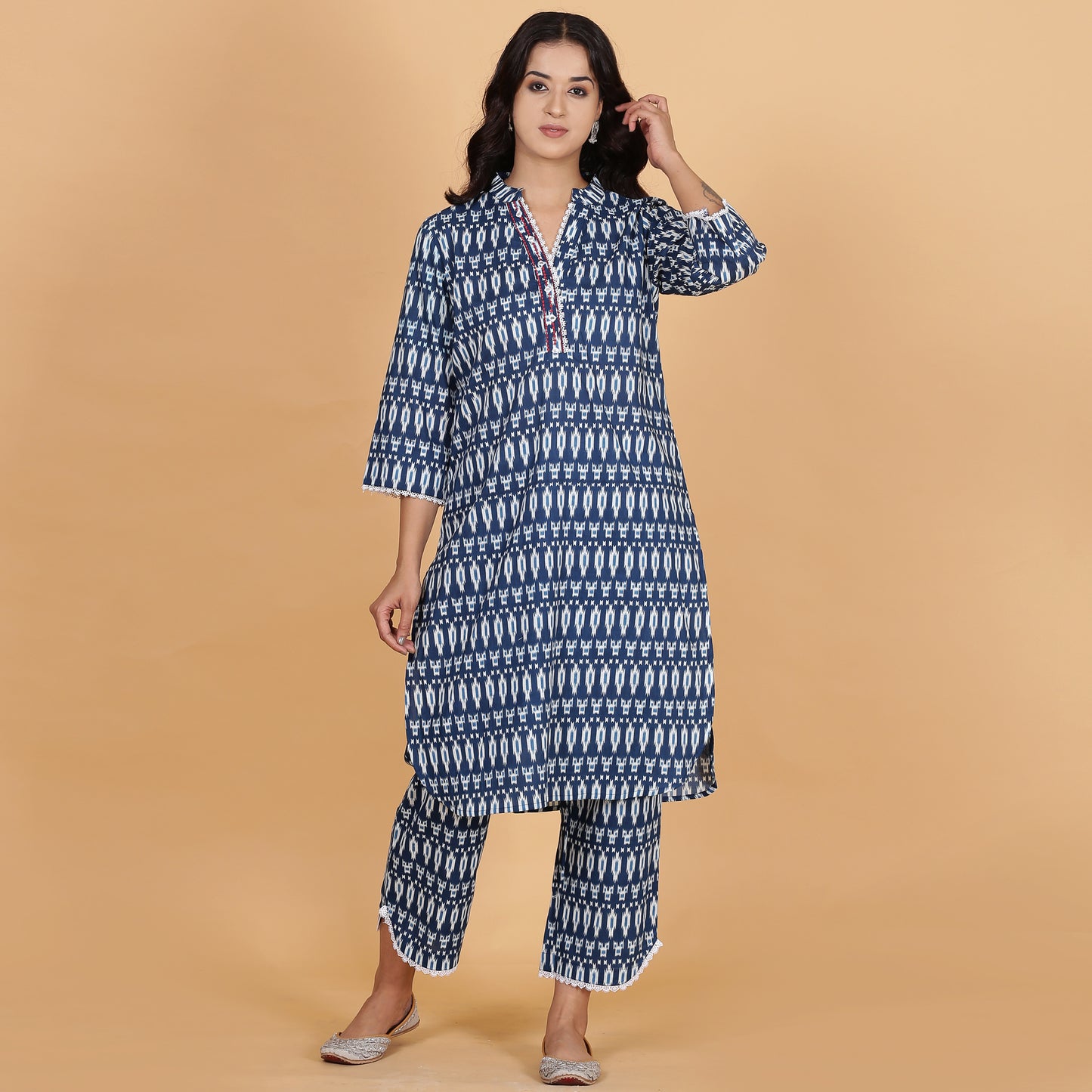 Navy blue ikat co-ord set