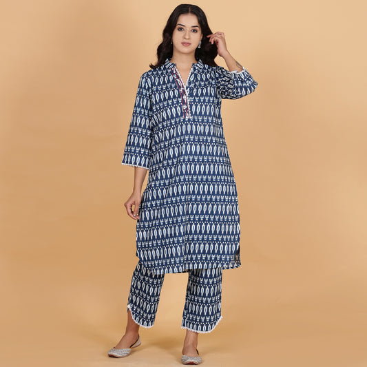 Navy blue ikat co-ord set