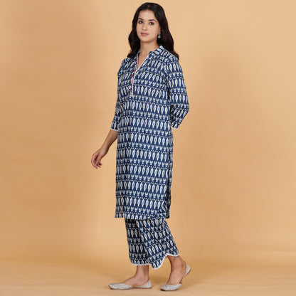 Navy blue ikat co-ord set