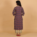 Blue printed Cotton kurta with dupatta set