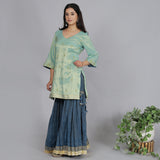 Jade & Blue metallic sharara set