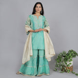 Jade Tissue silk sharara set