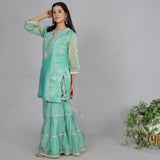 Jade Tissue silk sharara set