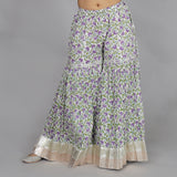 White and Violet printed sharara set