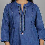 Blue solid Cotton short kurta set