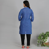 Blue solid Cotton short kurta set